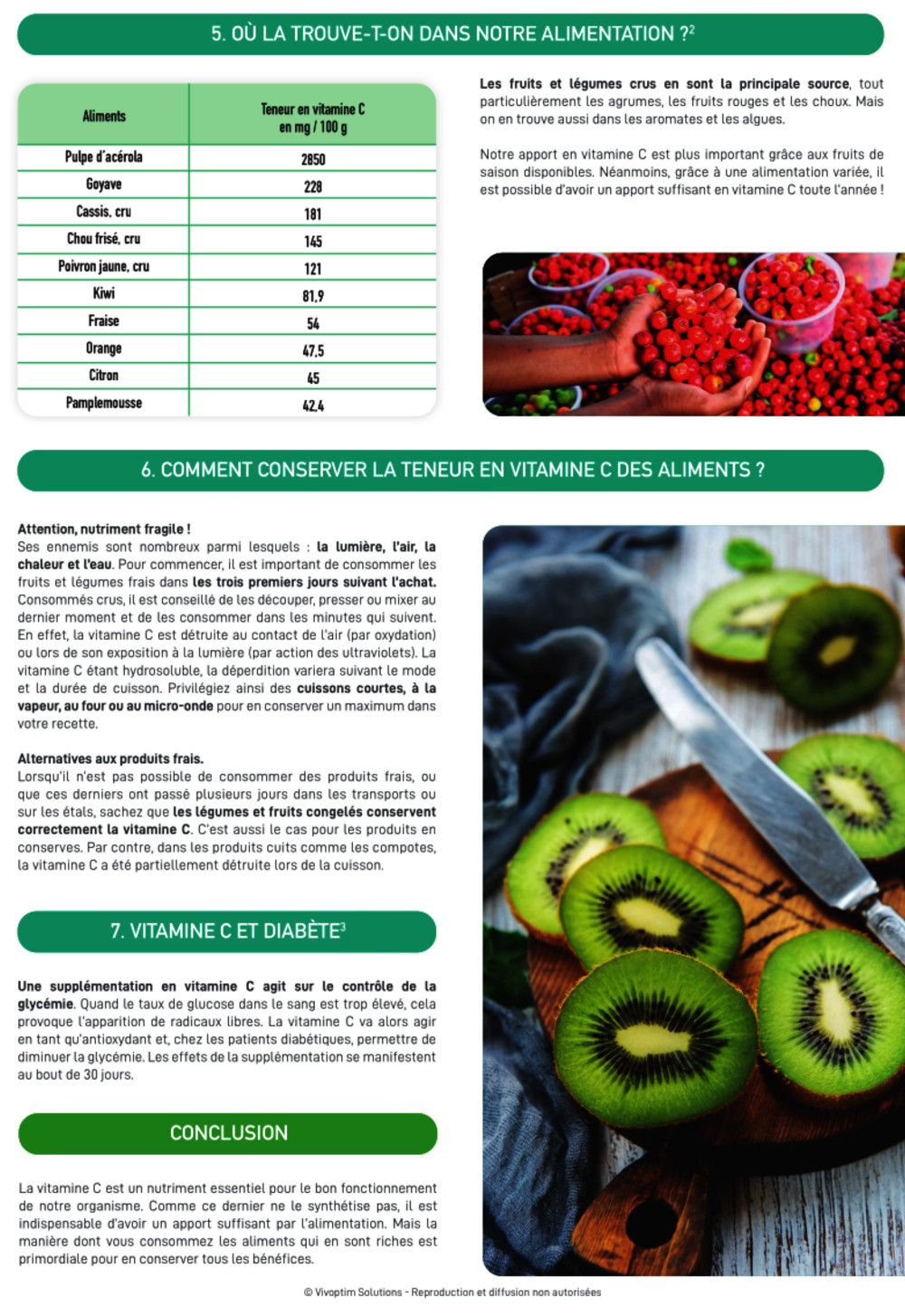 vitamine C. Teneur et conservation.